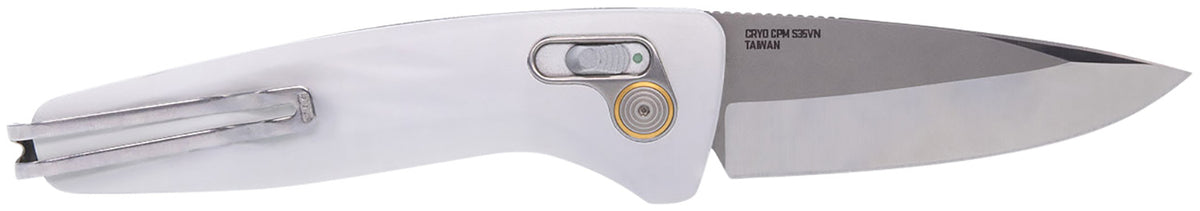 S.O.G One-Zero Auto 3.10" Folding Pocket Knife Satin CPM S35VN Blade White Sculpted Aluminum Handle