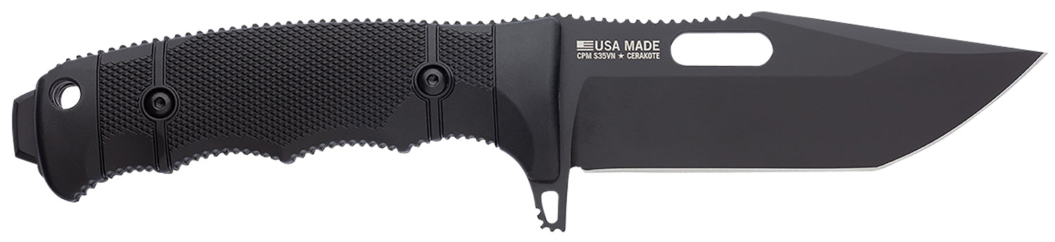 S.O.G Seal FX 4.30" Fixed Blade Knife Tanto Plain Black Cerakote S35VN SS Blade Black GRN Handle w/ Sheath