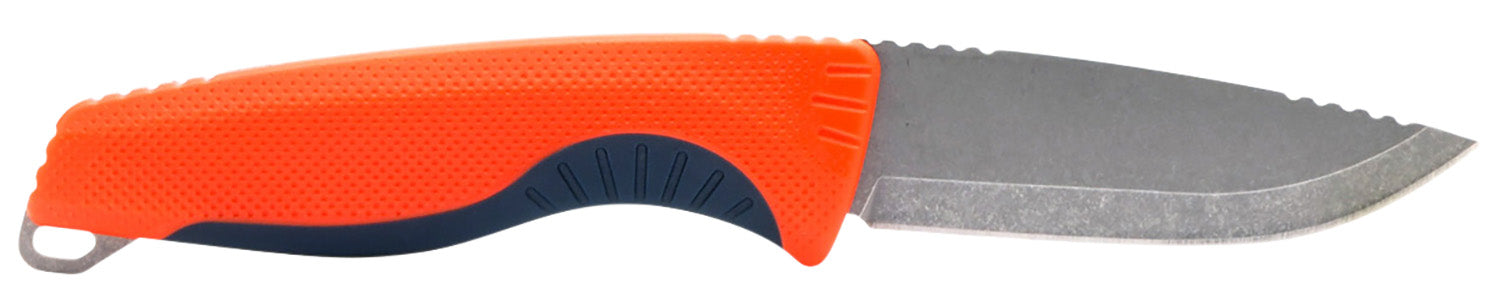 S.O.G Aegis FX 3.70" Fixed Blade Drop Point Satin Stainless Steel, Rescue Red w/Indigo Accents Handle and Sheath