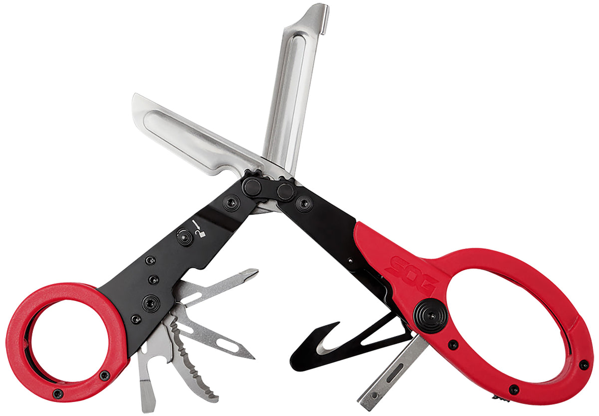 S.O.G ParaShears Red 3Cr13MoV SS Plain Blade 11-Tool First Responder Multi-Tool with Shears