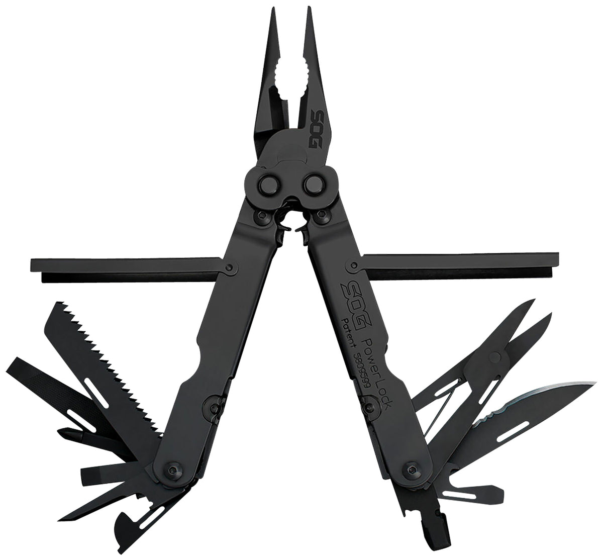 S.O.G Powerlock Black Oxide 420 Stainless 7" 18-Tool EOD Multi-Tool with Crimper and Sheath