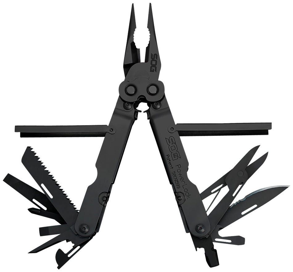 S.O.G Powerlock Black Oxide 420 Stainless 7" 18-Tool EOD Multi-Tool with Crimper and Sheath