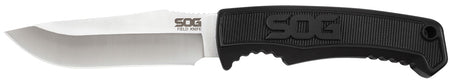 SOG SOGFK1001CP Field Knife 4" Fixed Plain Clip Point 7Cr17MoV SS Blade Black TPR Handle Lightweight GRN Sheath with Belt Clip