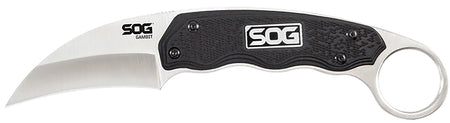 SOG SOG-GB1001-C Gambit 2.58" Fixed Plain Sheepsfoot Satin 7Cr17MoV SS Blade Black Ergonomic GRN Handle Hard Nylon Sheath
