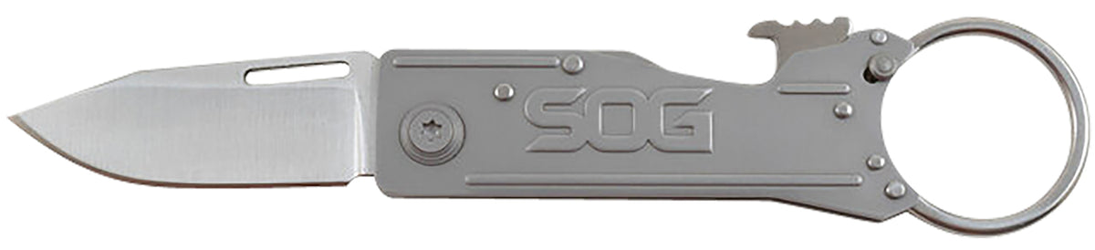 S.O.G KeyTron KT1001-C 1.80" Manual Folder Grey 5Cr13MoV SS Clip Point Blade Slim Lightweight Stainless Handle & Keyring