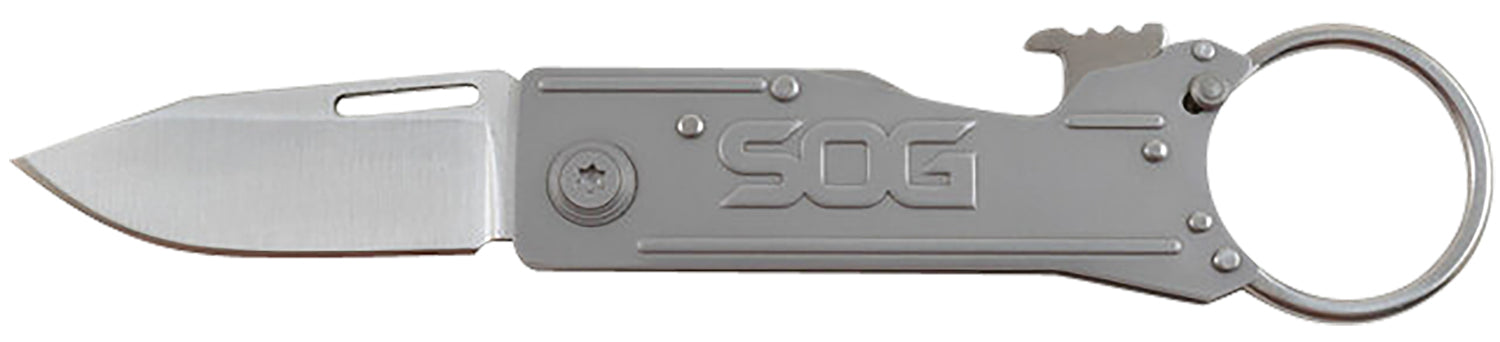 S.O.G KeyTron KT1001-C 1.80" Manual Folder Grey 5Cr13MoV SS Clip Point Blade Slim Lightweight Stainless Handle & Keyring