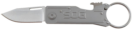 S.O.G KeyTron KT1001-C 1.80" Manual Folder Grey 5Cr13MoV SS Clip Point Blade Slim Lightweight Stainless Handle & Keyring