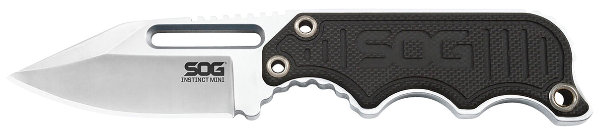 S.O.G Instinct Mini NB1002-C 1.90" Compact Fixed Blade Polished 5Cr15MoV SS Clip Point Blade G10/SS Handle with Lanyard & Sheath