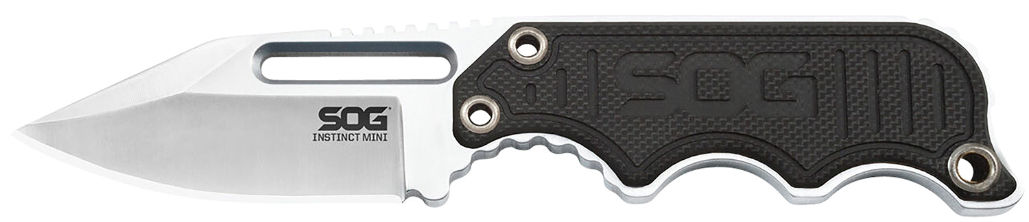 S.O.G Instinct Mini NB1002-C 1.90" Compact Fixed Blade Polished 5Cr15MoV SS Clip Point Blade G10/SS Handle with Lanyard & Sheath