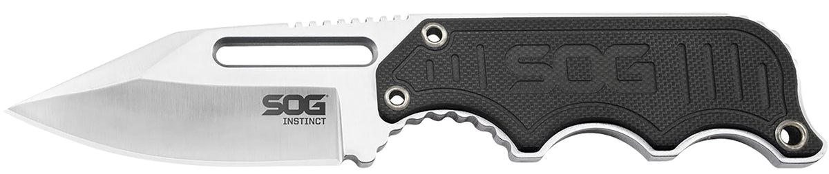 S.O.G Instinct NB1012-C 2.30" Compact Fixed Blade Polished 5Cr15MoV SS Clip Point Blade G10/Stainless Handle w/ Sheath