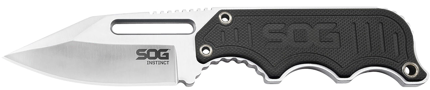 S.O.G Instinct NB1012-C 2.30" Compact Fixed Blade Polished 5Cr15MoV SS Clip Point Blade G10/Stainless Handle w/ Sheath