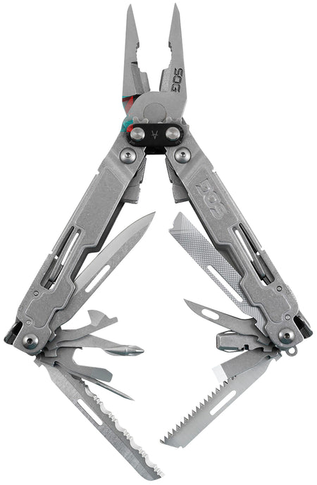S.O.G PowerAccess Deluxe PA2001CP Stone Washed Stainless Steel 21-Tool EDC Multi-Tool w/ Hex Bit Driver & Sheath