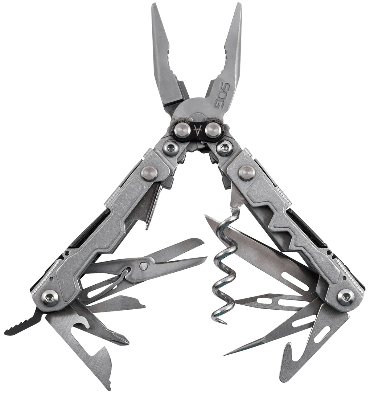 S.O.G PowerLitre PL1001-C Stonewashed 5Cr15MoV SS Compact Multi-Tool 5.10" 19 Tools w/ Magnetic Hex Bit Holder