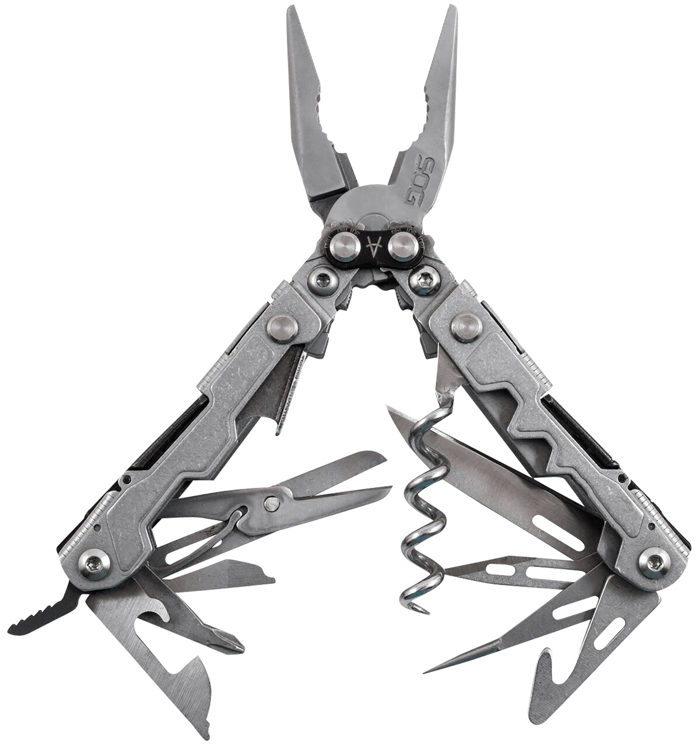 S.O.G PowerLitre PL1001-C Stonewashed 5Cr15MoV SS Compact Multi-Tool 5.10" 19 Tools w/ Magnetic Hex Bit Holder