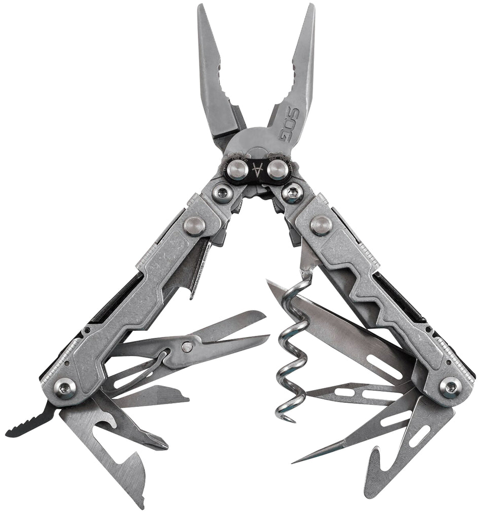 S.O.G PowerLitre PL1001-C Stonewashed 5Cr15MoV SS Compact Multi-Tool 5.10" 19 Tools w/ Magnetic Hex Bit Holder