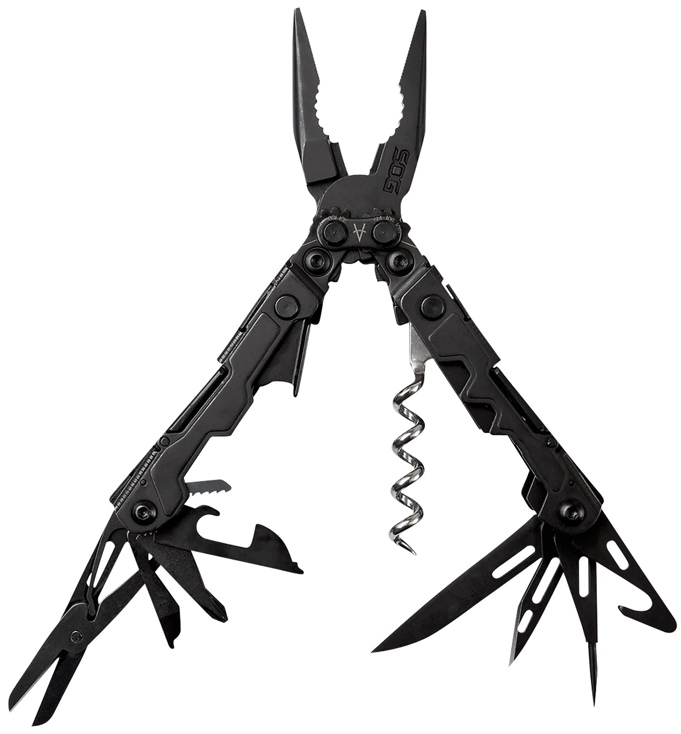 S.O.G PowerLitre PL1002CP Black Hardcoat Anodized 5Cr15MoV SS Compact Multi-Tool 5" 19 Tools w/ Magnetic Hex Bit Holder