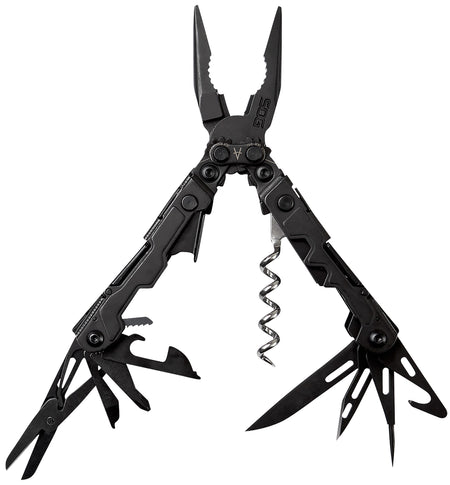 S.O.G PowerLitre PL1002CP Black Hardcoat Anodized 5Cr15MoV SS Compact Multi-Tool 5" 19 Tools w/ Magnetic Hex Bit Holder
