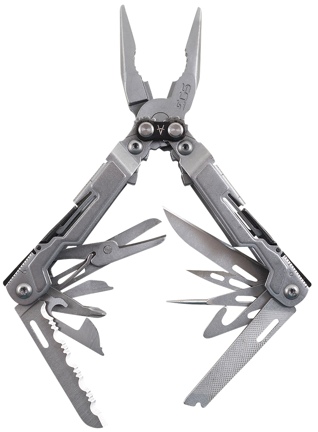 S.O.G PowerPint PP1001-CP Stonewashed 5Cr15MoV Stainless Steel Compact Multi-Tool 5" 18 Tools w/ Hex Bit Holder