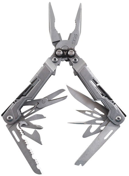 S.O.G PowerPint PP1001-CP Stonewashed 5Cr15MoV Stainless Steel Compact Multi-Tool 5" 18 Tools w/ Hex Bit Holder