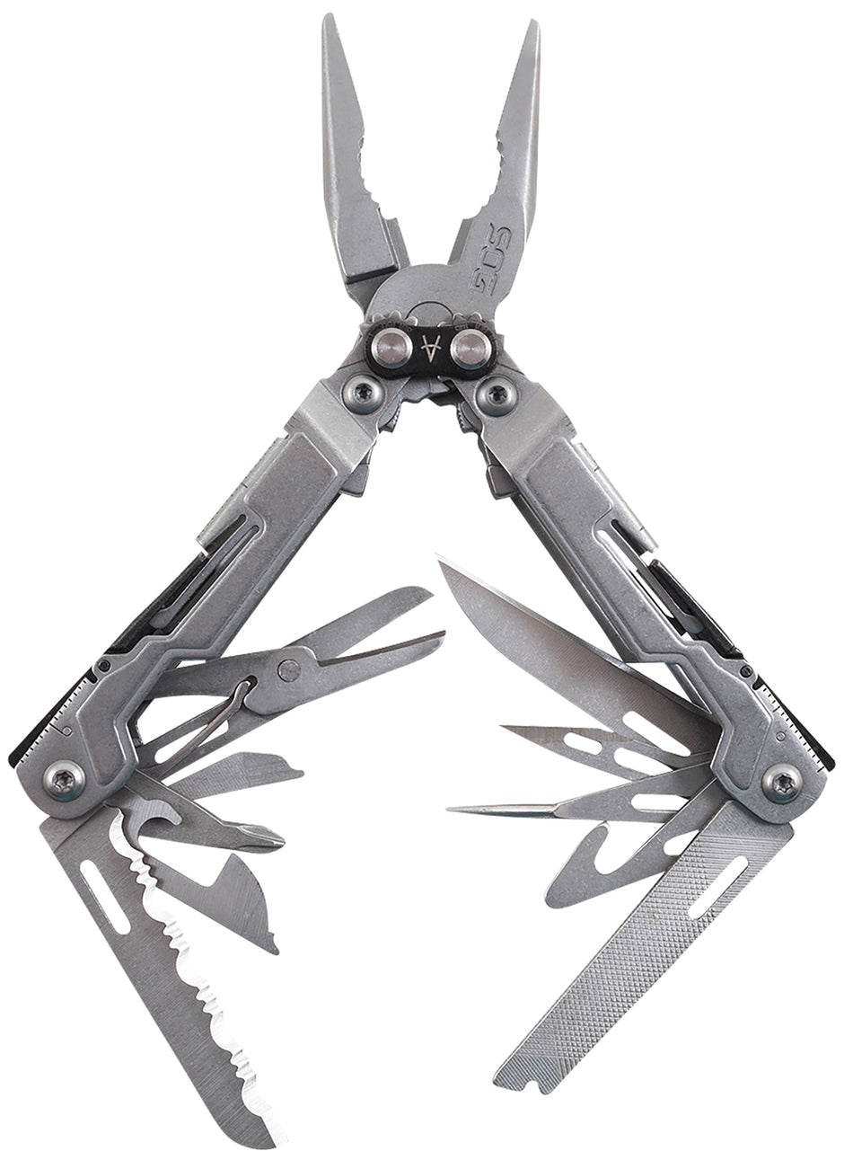 S.O.G PowerPint PP1001-CP Stonewashed 5Cr15MoV Stainless Steel Compact Multi-Tool 5" 18 Tools w/ Hex Bit Holder