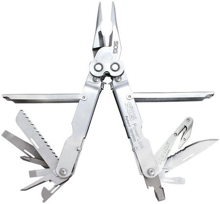 SOG SOG-S62N-CP PowerLock V-Cutter 7" Stainless Steel Multi-Tool with Gear Driven Compound Leverage and Sheath