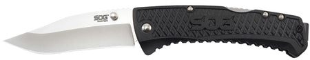 SOG SOG-TD1011-C Traction 3.50" Folding Plain Clip Point 5Cr13MoV SS Blade Black GRN Handle with Low-Carry Pocket Clip