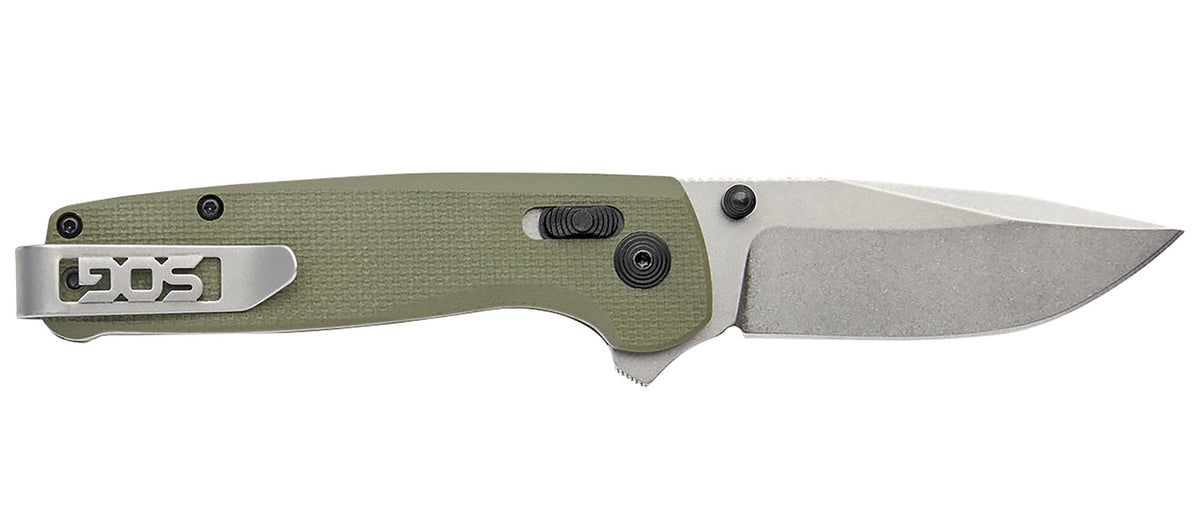 SOG SOGTM1022CP Terminus XR 2.95" EDC Folding Knife Stone Washed D2 Blade Olive Drab G10 Handle and Swappable Belt Clip