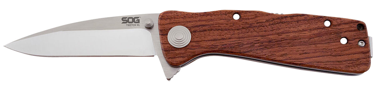 SOG SOGTWI17CP Twitch II 2.65" SAT-Assisted Folding Knife Satin AUS-8A Blade Brown Rosewood Handle with Pocket Clip