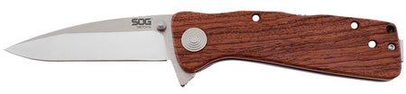 SOG SOGTWI17CP Twitch II 2.65" SAT-Assisted Folding Knife Satin AUS-8A Blade Brown Rosewood Handle with Pocket Clip