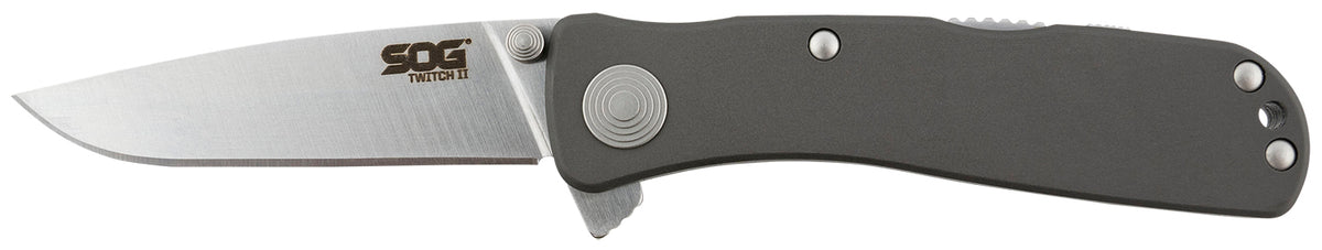 S.O.G SOGTWI8CP Twitch II 2.65" Drop Point Satin AUS-8A SS Blade Gray Anodized Aluminum Handle Folding Knife