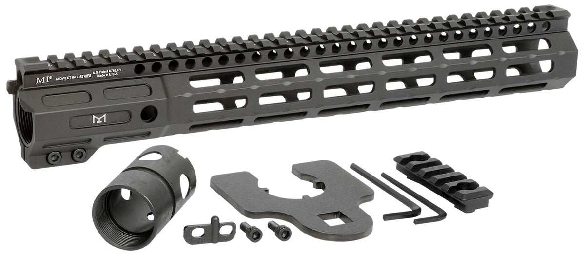 Midwest Industries MINF135 13.50" M-LOK Night Fighter AR Handguard Black Hardcoat Anodized Picatinny Top Rail
