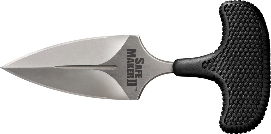 Cold Steel CS12DCST 3.25" Safe Maker II Fixed Spear Point Stone Washed AUS-8A Blade Black Kray-Ex Handle Includes Sheath