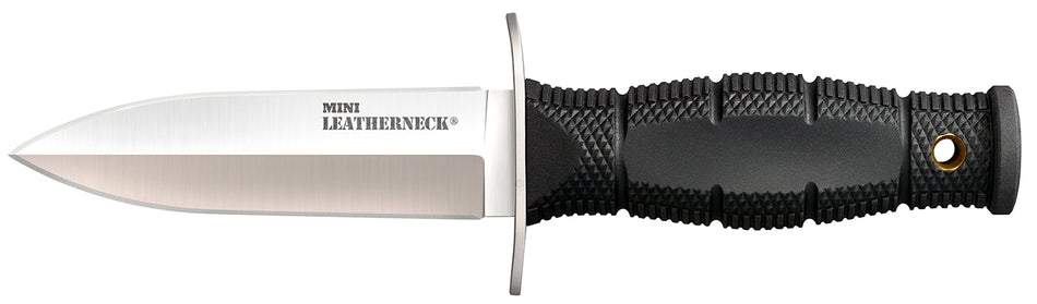 Cold Steel CS39LSAC Mini Leatherneck 3.5" Fixed Plain 8Cr13MoV Stainless Blade Black Checkered Kray-Ex Handle Double Quillon Sheath Included