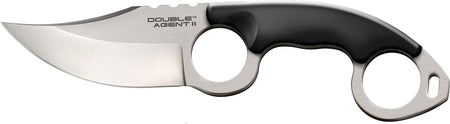Cold Steel CS39FN Double Agent II 3" Fixed Satin AUS-8A SS Blade Black w/Double Ring Griv-Ex Handle Bead Chain Lanyard/Sheath