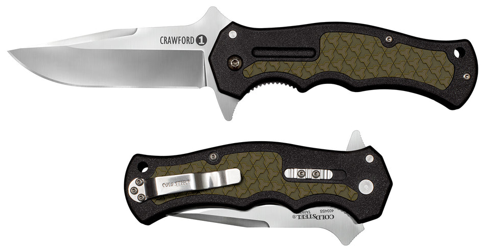 Cold Steel CS20MWCZ Crawford Model 1 3.50" Folding Clip Point 4034 Stainless Steel Blade w/OD Green GRN Handle Blister Pack