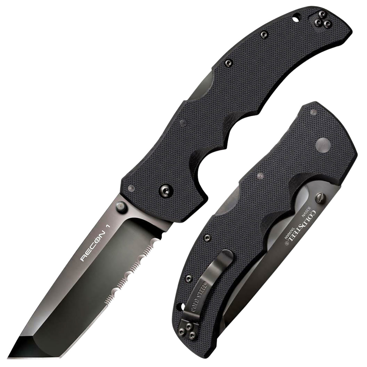 Cold Steel CS27BTH Recon 1 4" Folding DLC Coated S35VN Blade Black Textured G10 Handle Belt Clip Included