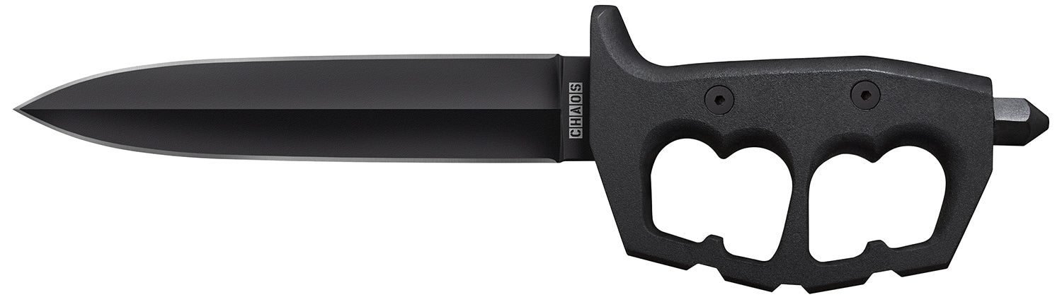 Cold Steel CS-80NTP Chaos Double Edge 7.50" Fixed Black SK-5 Carbon Blade Aluminum D-Ring Guard Handle w/Sheath