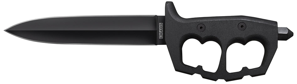 Cold Steel CS-80NTP Chaos Double Edge 7.50" Fixed Black SK-5 Carbon Blade Aluminum D-Ring Guard Handle w/Sheath