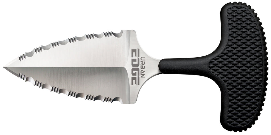 Cold Steel CS43XLSS Urban Edge 2.50" Fixed Fully Serrated Stone Washed Japanese AUS-8A SS Neck Knife Black Handle