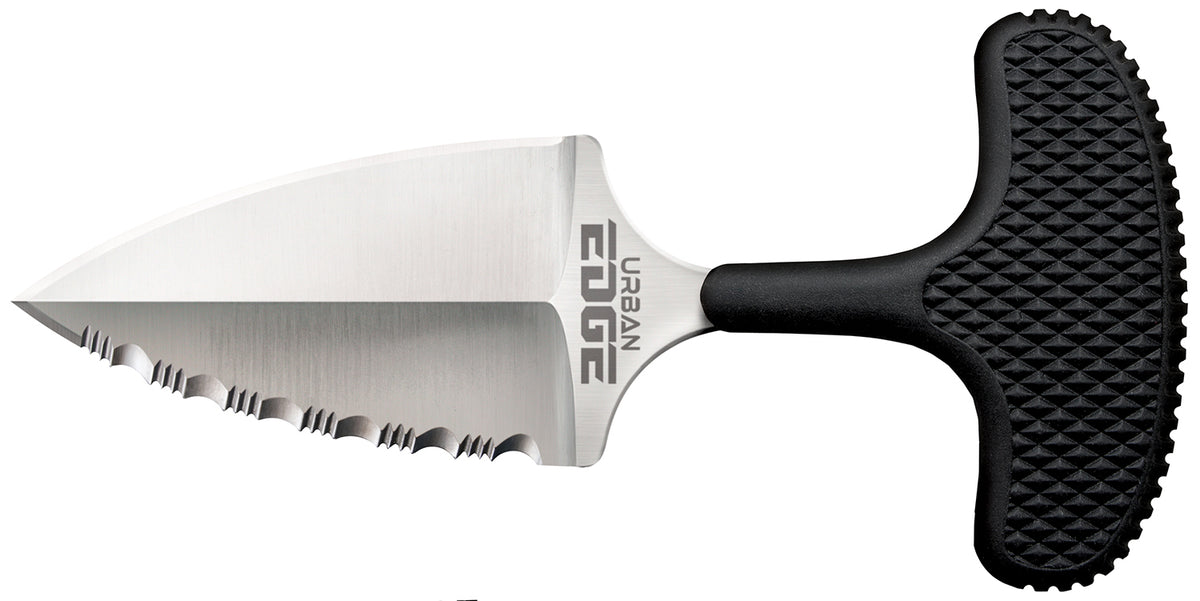 Cold Steel CS43XLS Urban Edge Fixed 2.50" Partial Serration Stone Washed AUS-8A Stainless Steel Blade Black Kray-Ex Handle