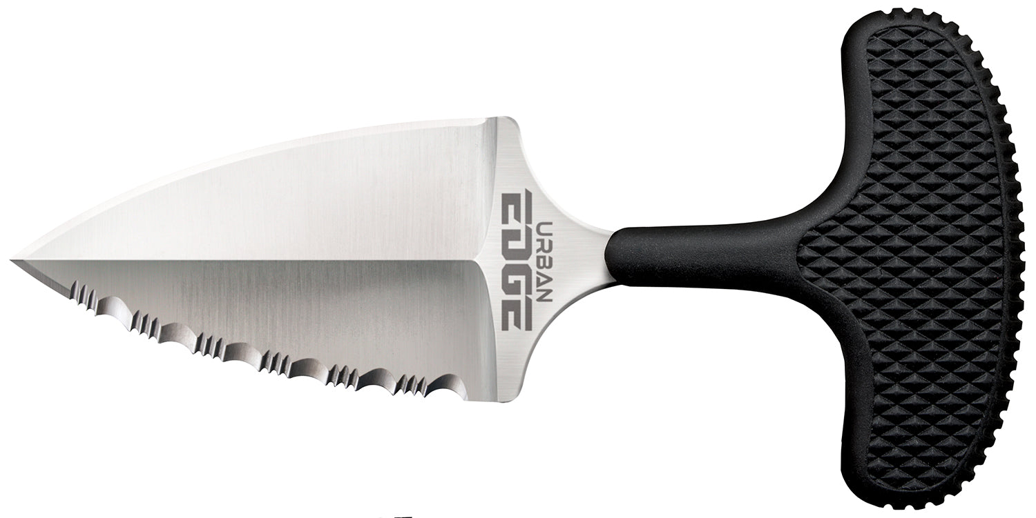 Cold Steel CS43XLS Urban Edge Fixed 2.50" Partial Serration Stone Washed AUS-8A Stainless Steel Blade Black Kray-Ex Handle