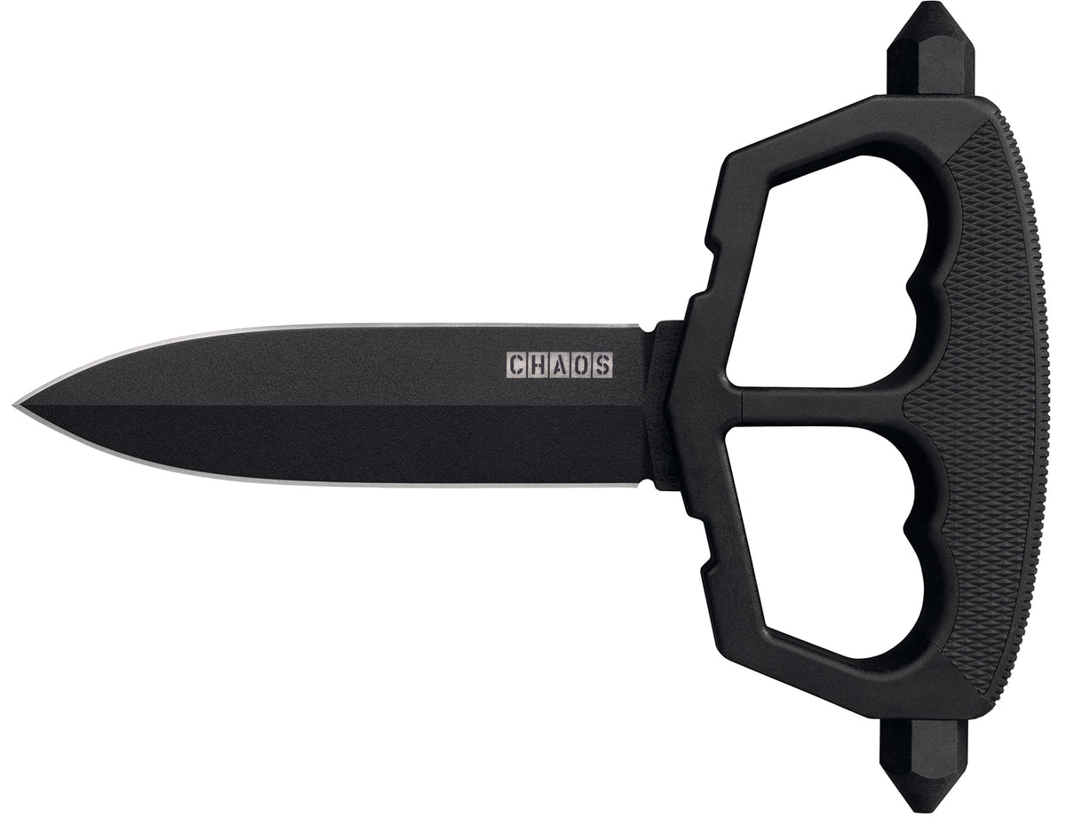 Cold Steel CS80NT3 Chaos D-Guard Push Knife 5" Fixed SK-5 Steel Black Powder Coat Blade Griv-Ex Kray-Ex Handle