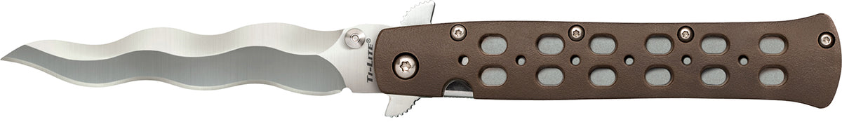 Cold Steel CS-26SK4 Ti-Lite Folding 4" Plain Kris AUS-10A Steel Blade Flat Dark Earth Griv-Ex Handle