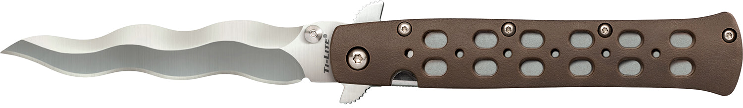 Cold Steel CS-26SK4 Ti-Lite Folding 4" Plain Kris AUS-10A Steel Blade Flat Dark Earth Griv-Ex Handle