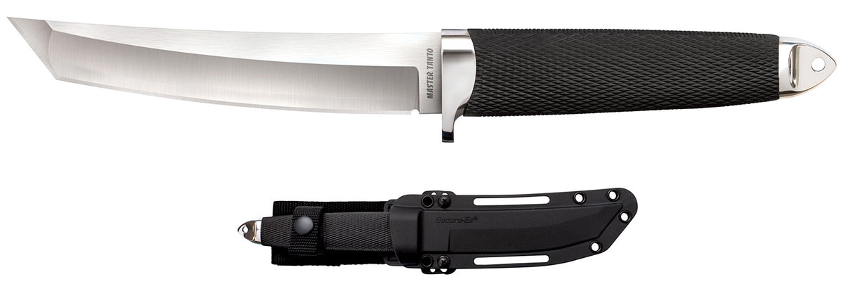 Cold Steel CS-35AB San Mai Master 6" Fixed Blade Tanto Satin VG-10 San Mai Stainless Blade Black Oval Kray-Ex Handle and Sheath