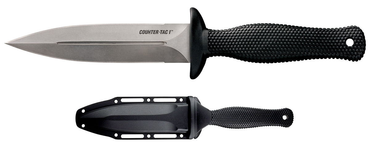 Cold Steel CS10BCTL Counter TAC I 5" Fixed Blade Spear Point AUS-8A Stone Washed Stainless Kray-Ex Handle Removable Boot Belt Clip