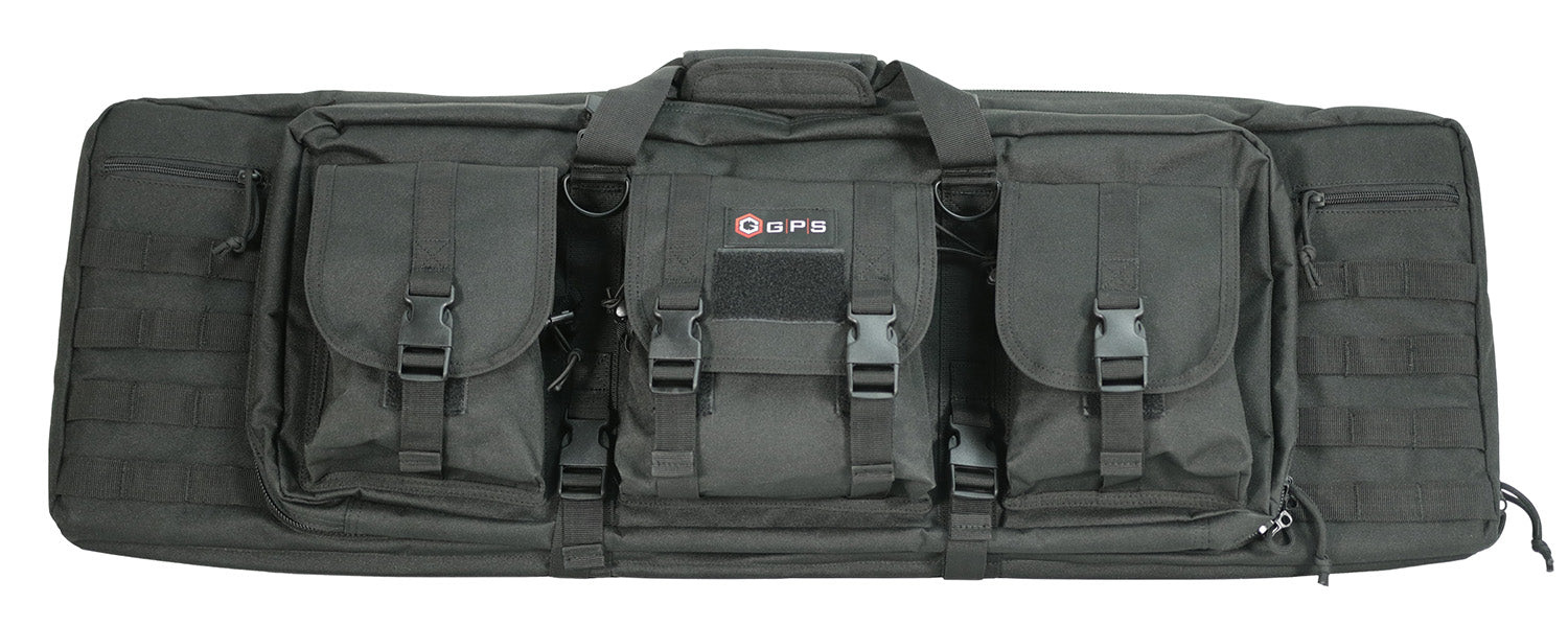 GPS DRC36 Double Rifle Case 36" Black 600D Polyester with Pistol Sleeves MOLLE Webbing Lockable Zippers