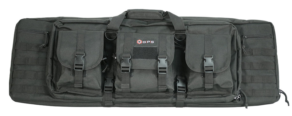 GPS DRC36 Double Rifle Case 36" Black 600D Polyester with Pistol Sleeves MOLLE Webbing Lockable Zippers