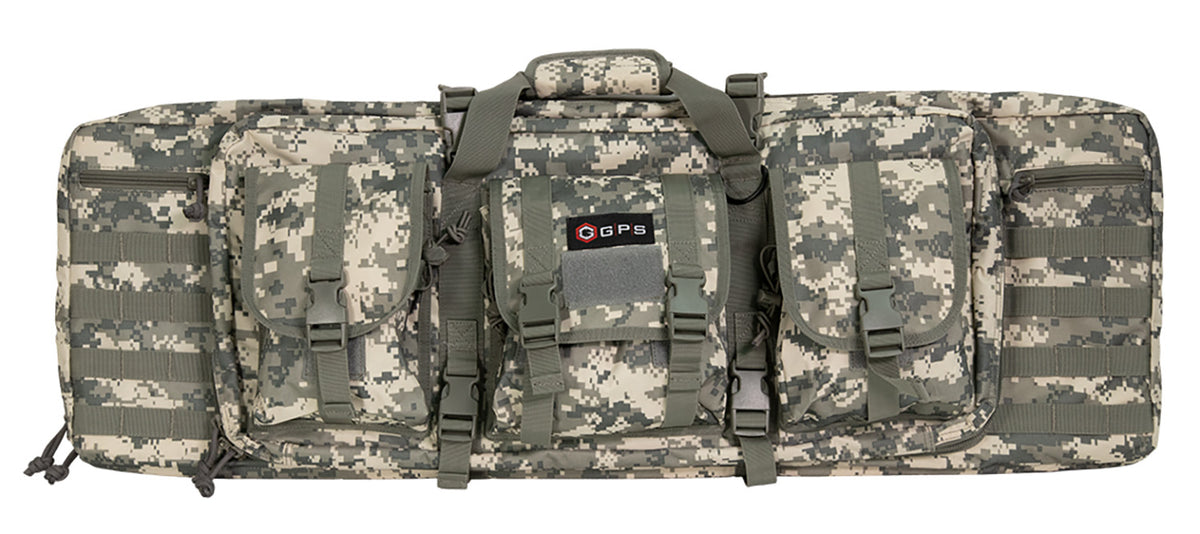 GPS DRC36ACU Double Rifle Case 36" A-TACS AU 600D Polyester 2 Pistol Sleeves and MOLLE Compatible Webbing