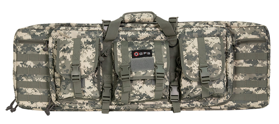 GPS DRC36ACU Double Rifle Case 36" A-TACS AU 600D Polyester 2 Pistol Sleeves and MOLLE Compatible Webbing